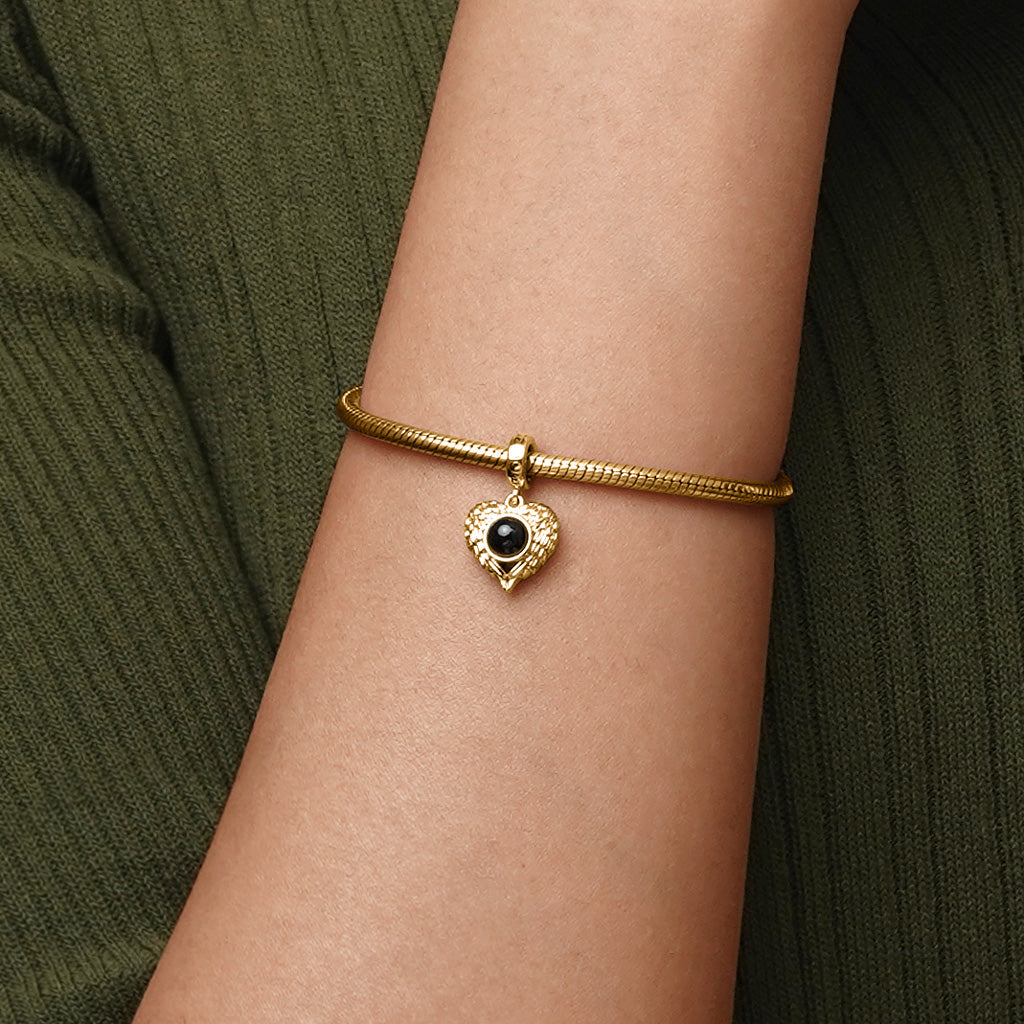 Gnoce Projection Heart Photo 18K Gold Plated Pendant Dangle Charm_4