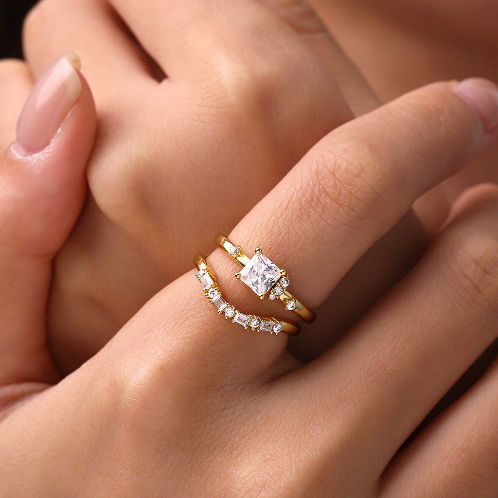 Gnoce Square White Zirconia Curve Goddess Stackable Rings_5