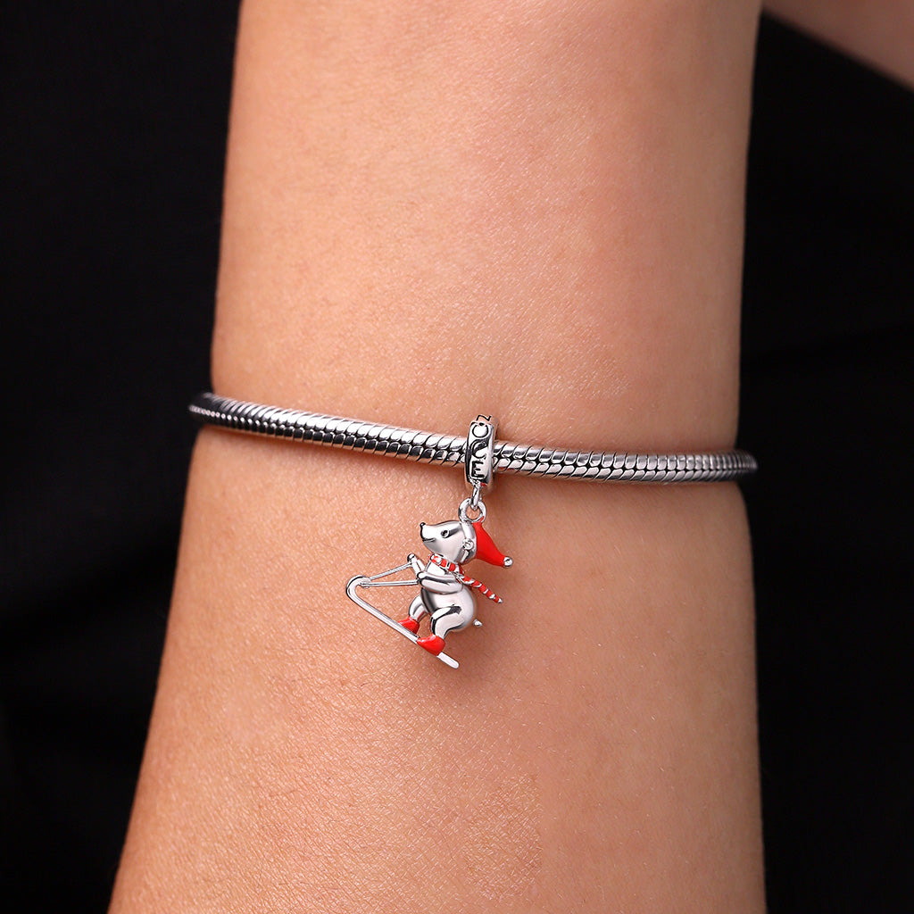 Gnoce Christmas Skiing Polar Bear Pendant Dangle Charm_6