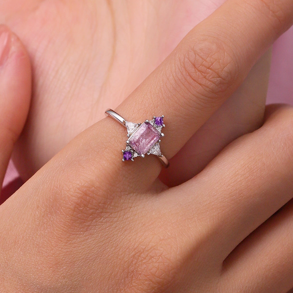 Gnoce Sparkling Purple Square-cut Promise Ring_5