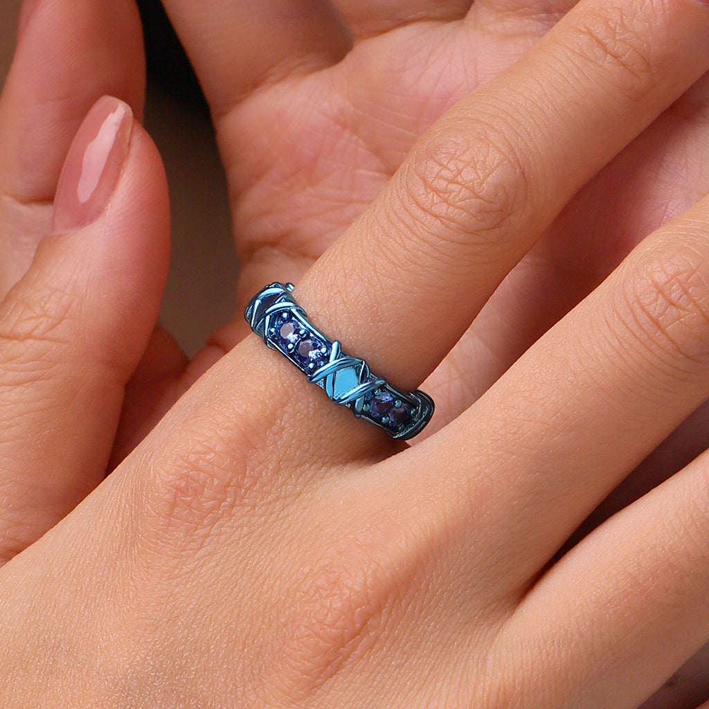 Gnoce Shiny Blue Electroplated Candy Ring_5