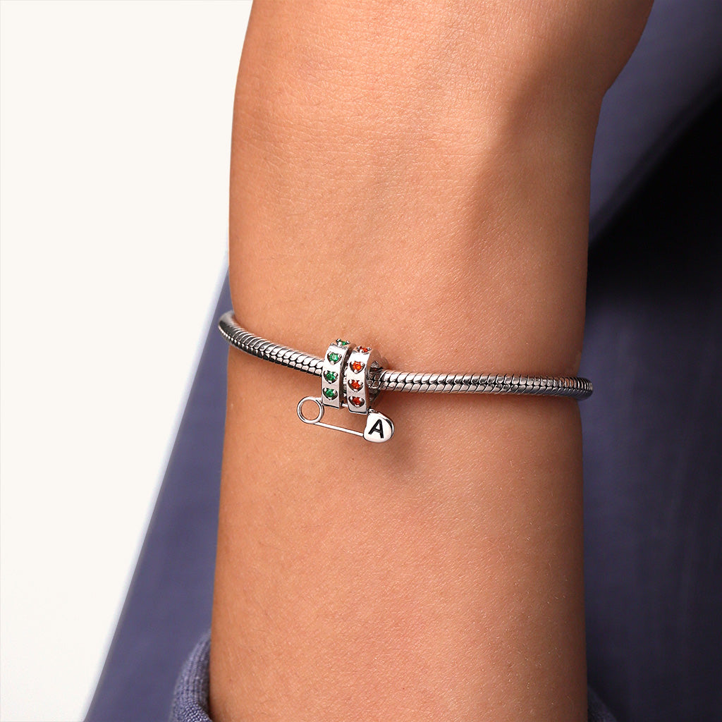 Gnoce Personalized Letter Pin Heart Birthstone Charm_6