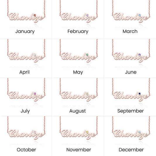 Gnoce Elegance Name Necklace with Birthstone_8