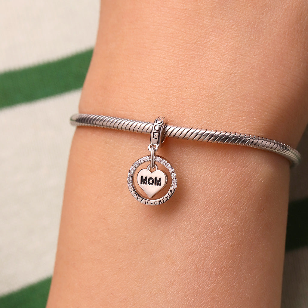 Gnoce Mother's Day 'I Love U Forever' Mom Heart Birthstone Pendant Dangle Charm_7