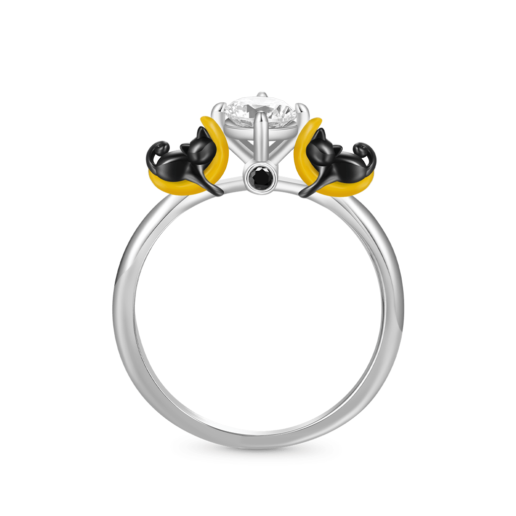 Gnoce Black Cat Moon White Diamond Ring_1