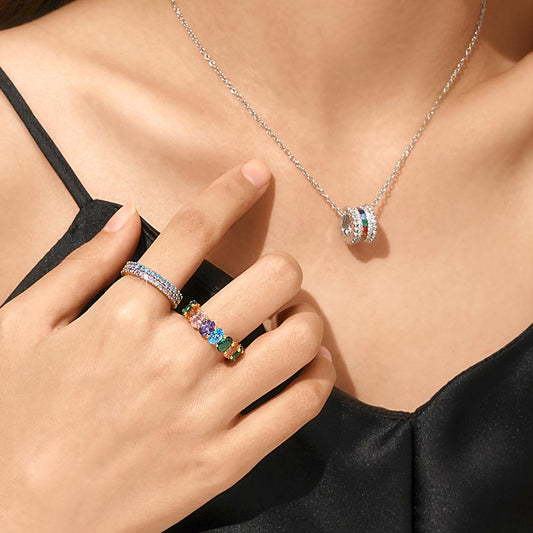 Rainbow Oval-cut Eternity Band Ring_6