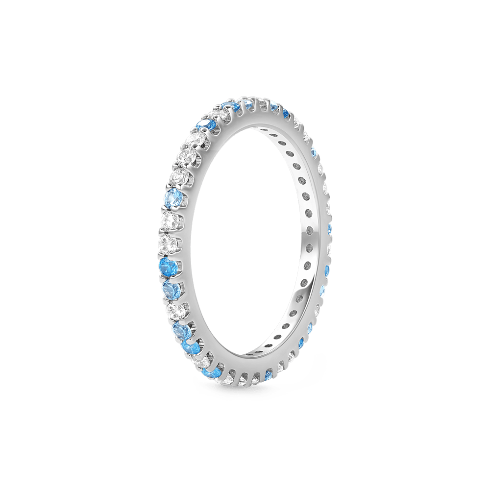 Gradient Blue And White Topaz Eternity Band Ring_2