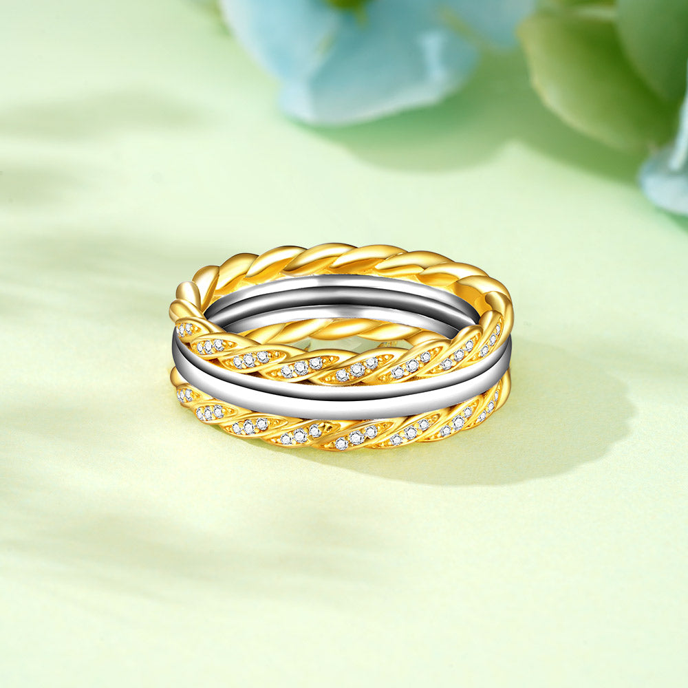 Gnoce Two-tone Twisted Rope Wedding Band Ring_4