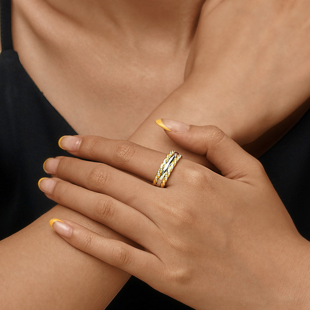 Gnoce Two-tone Twisted Rope Wedding Band Ring_5