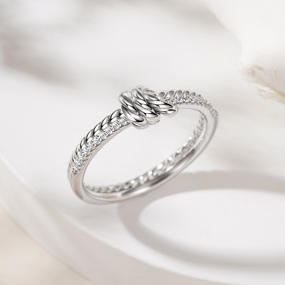 Gnoce Knot Twisted Rope Channel Band Ring_4