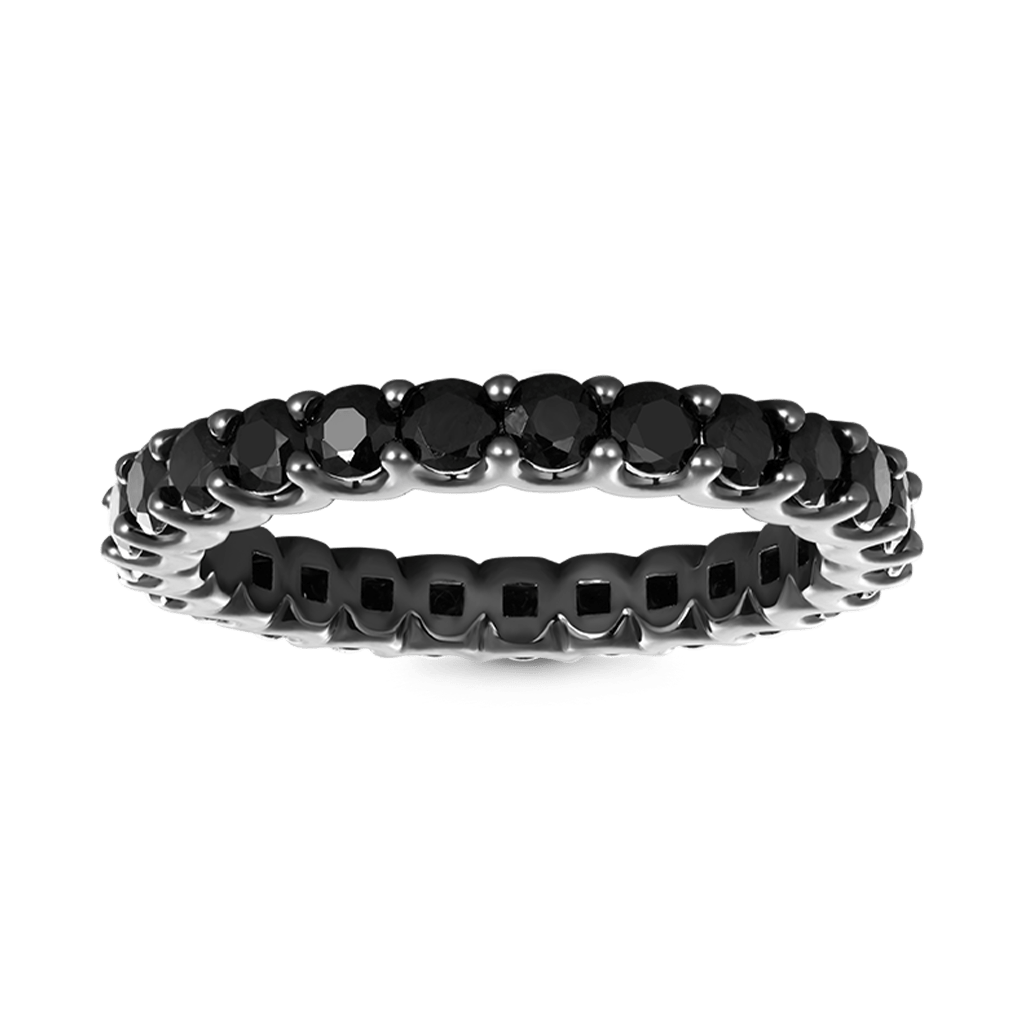 Gnoce Black Onyx Round-cut Statement Eternity Band Ring_1