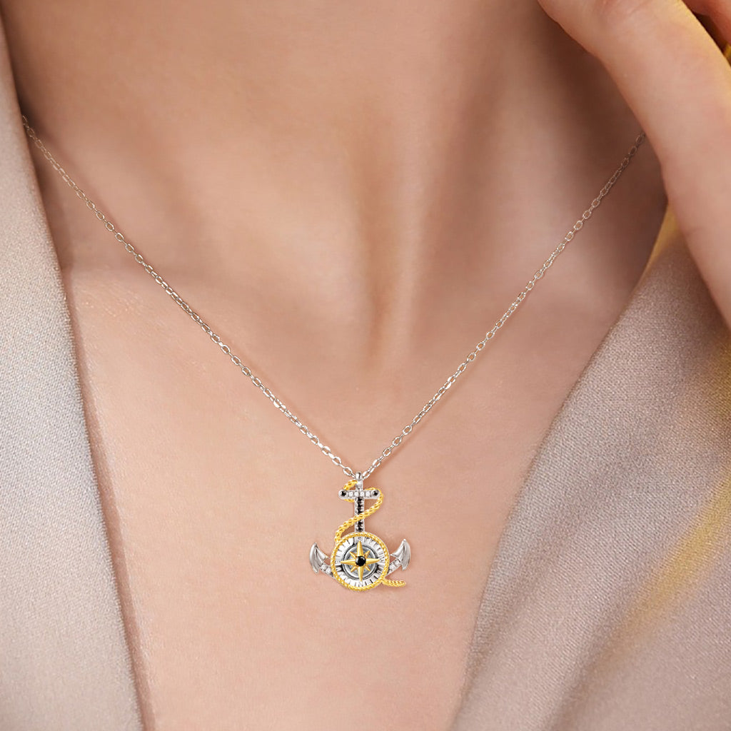 Gnoce Anchor & Compass Twisted Rope Pendant Necklace_5