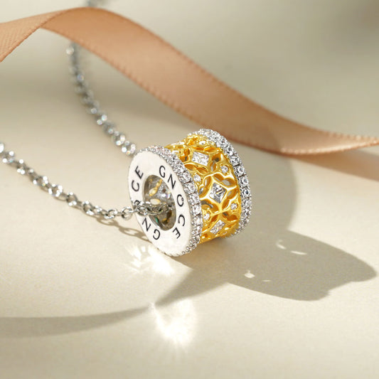 Gnoce Halo Ruby Deluxe Drum Pendant Necklace_3