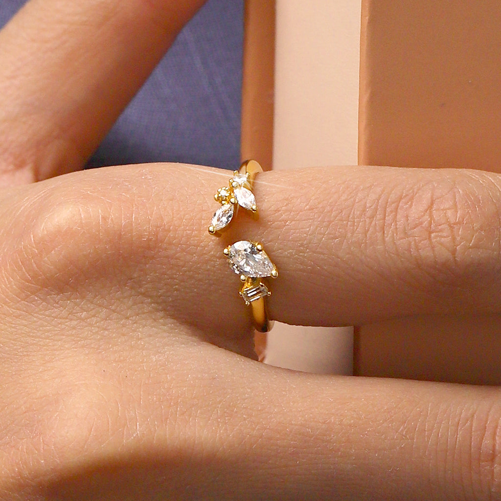 Gnoce Irregular Marquise Diamond Open Ring_5