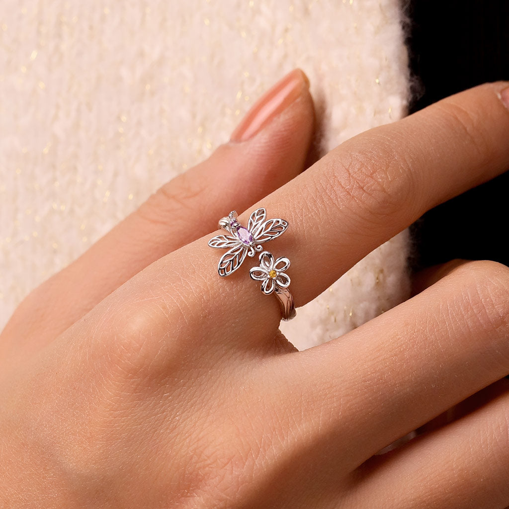 Gnoce Dragonfly Flower Natural Beauty Ring_5
