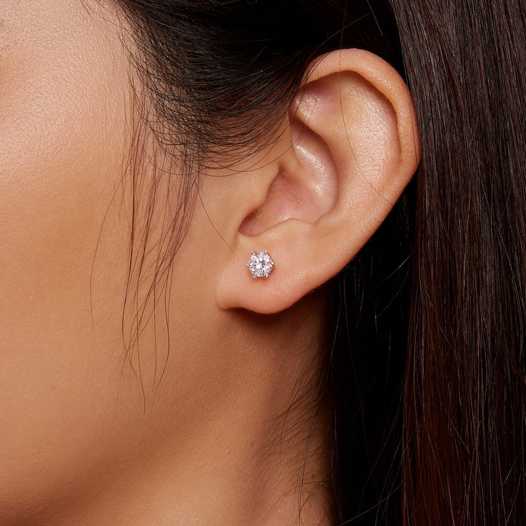 Gnoce Round Cut 925S & VVS Moissanite Stud Earrings_6