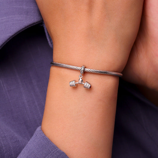 Gnoce Fitness Enthusiast Holding Dumbbell Pendant Dangle Charm_7