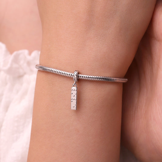 Gnoce Engravable Love Braille Meaningful Pendant Dangle Charm_7