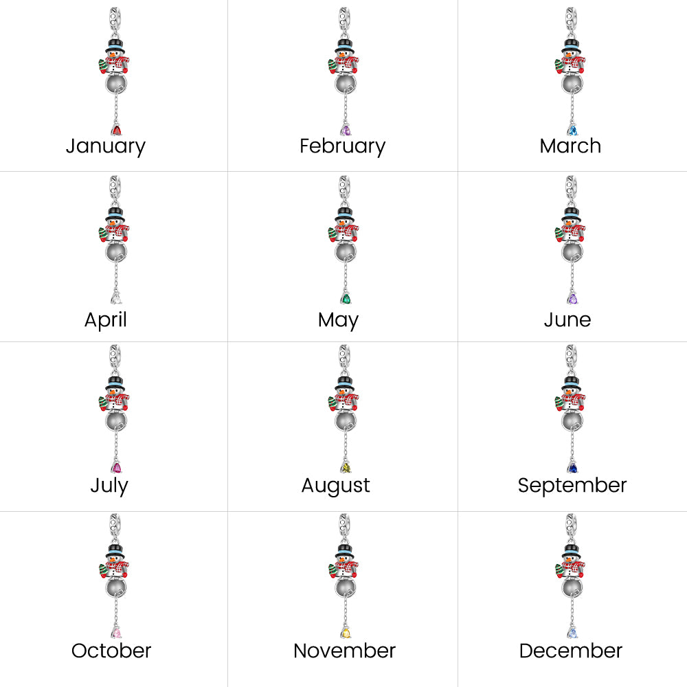 Gnoce Openable Christmas Snowman Birthstone Pendant Dangle Charm_8