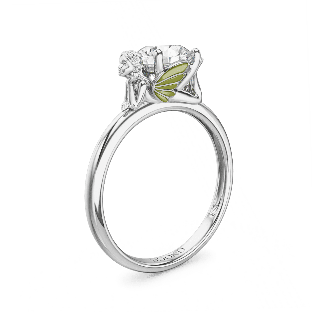 Gnoce Forest Elves Embraces Moissanite Round Cut Glow-in-the-Dark Ring_1