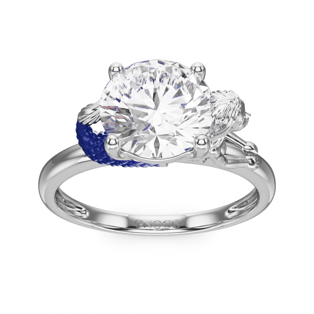 Gnoce Mermaid Embraces Moissanite Round Cut Ring_2