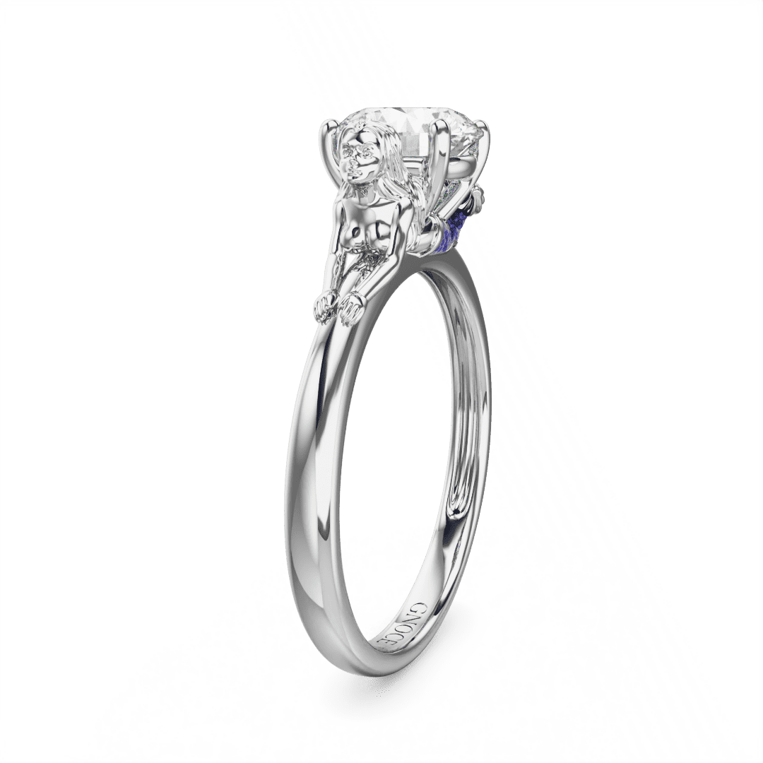 Gnoce Mermaid Embraces Moissanite Round Cut Ring_4