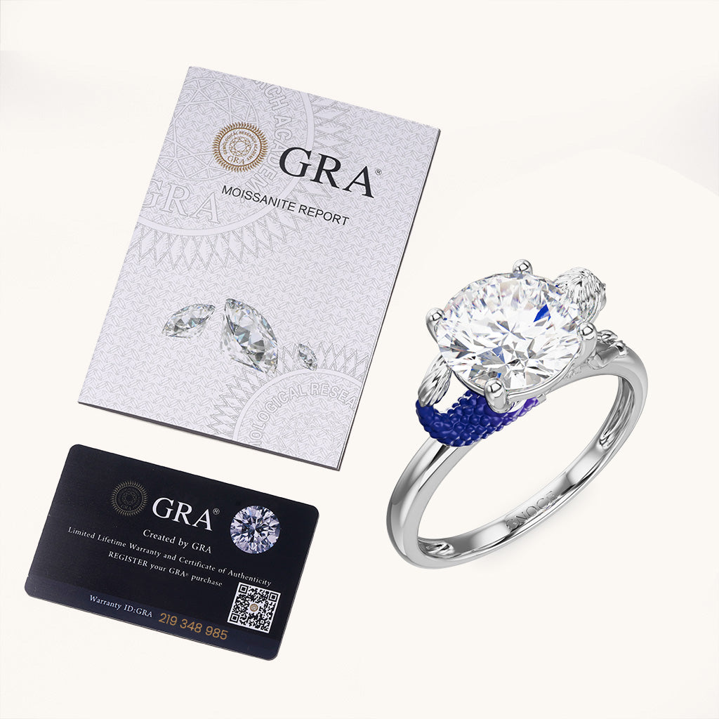 Gnoce Mermaid Embraces Moissanite Round Cut Ring_6