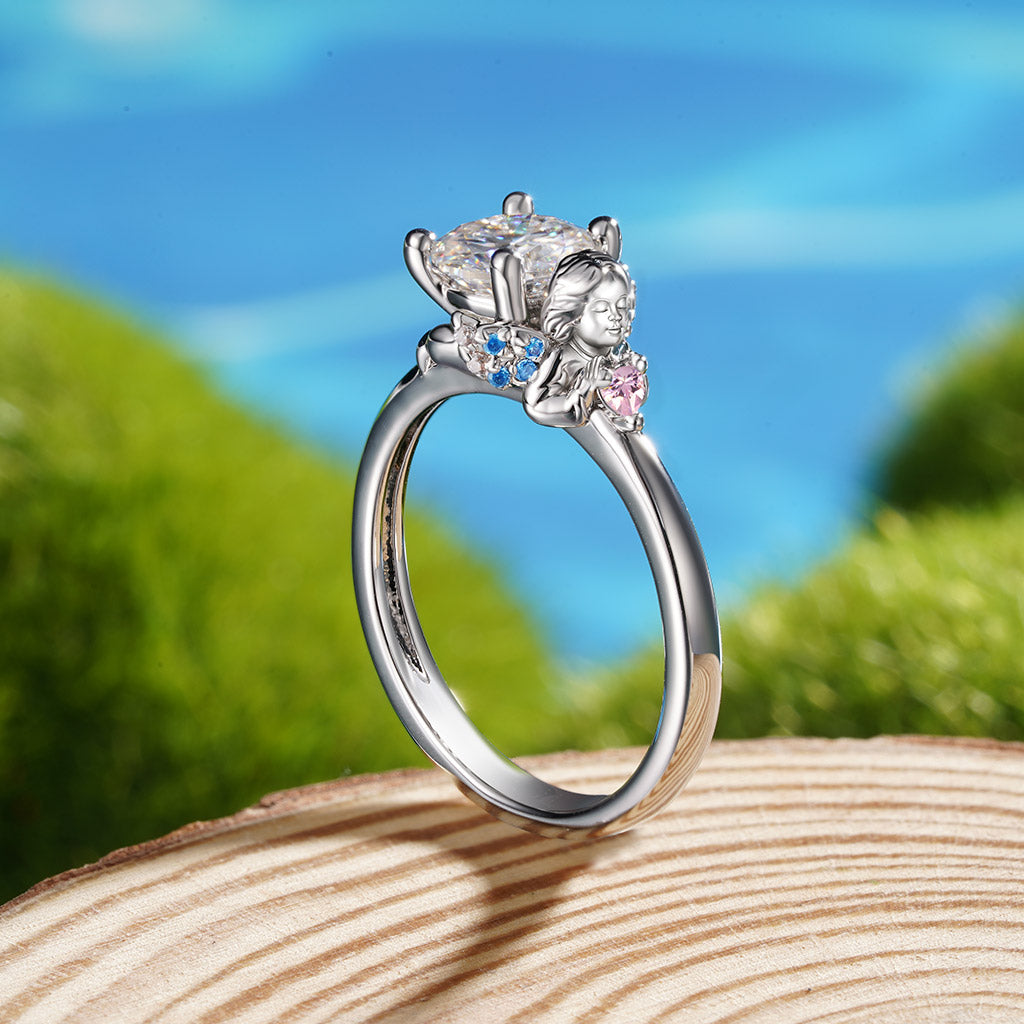 Gnoce Angel Embraces Moissanite Round Cut Ring_7
