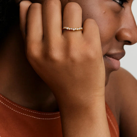 Gnoce 14K/10K Solid Gold Multistone Moissanite Cluster Ring_2