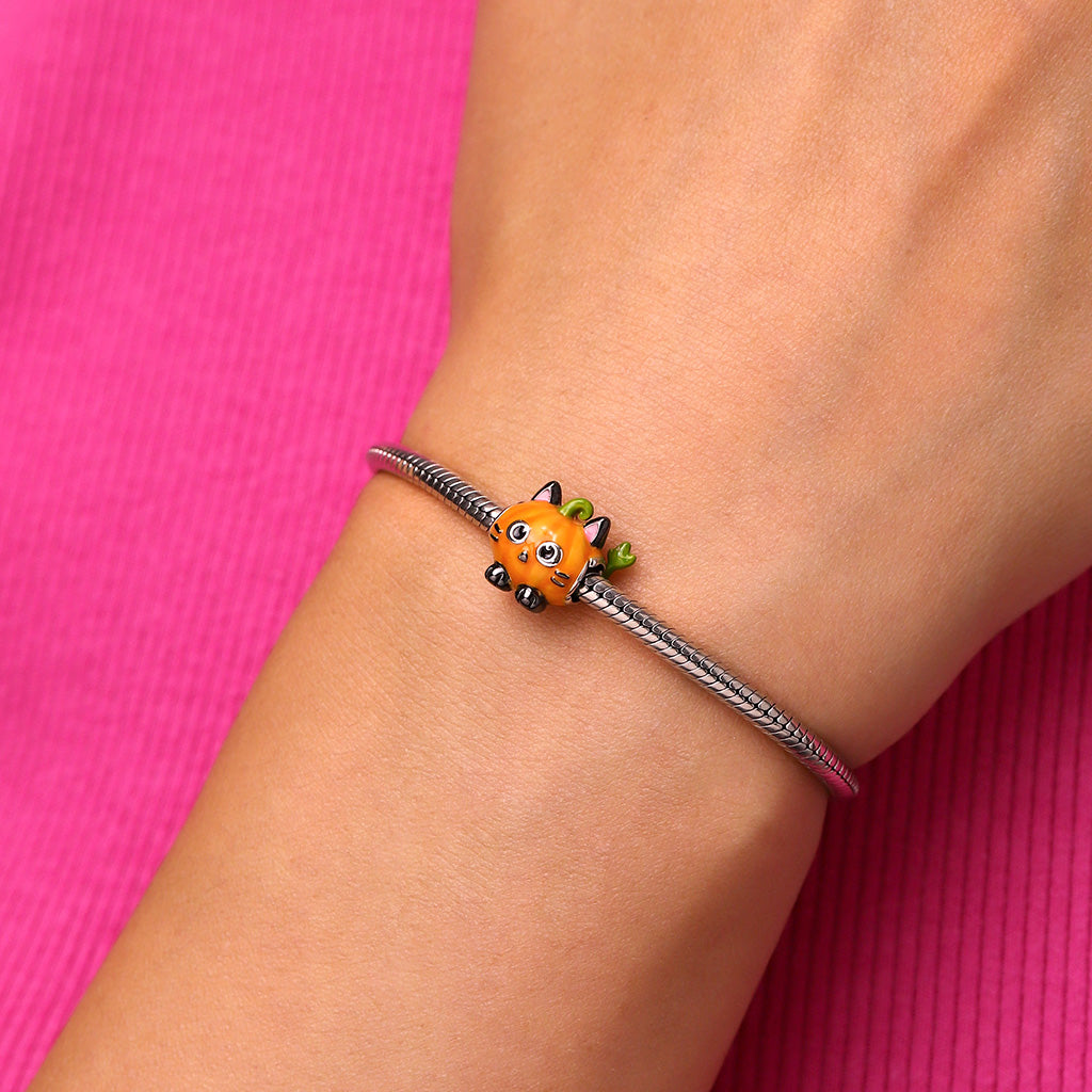 Gnoce Halloween Pumpkin Black Cat Charm_5