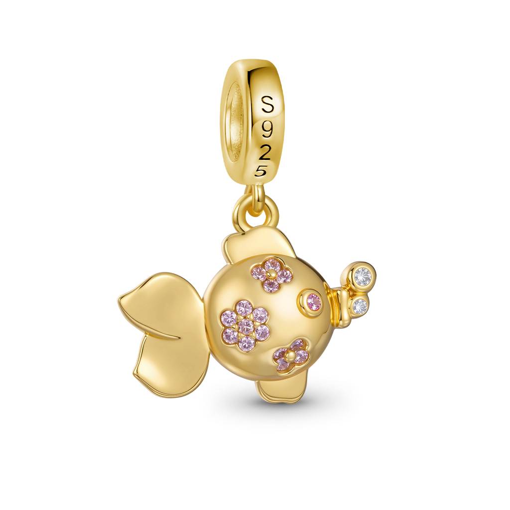 Gnoce Sparkling Playful Goldfish Pendant Dangle Charm_5