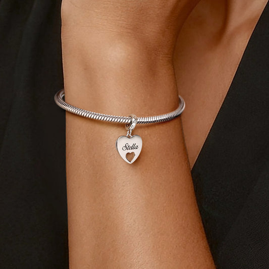 Gnoce Heart-Shaped Double-Sided Engravable Pendant Dangle Charm_3