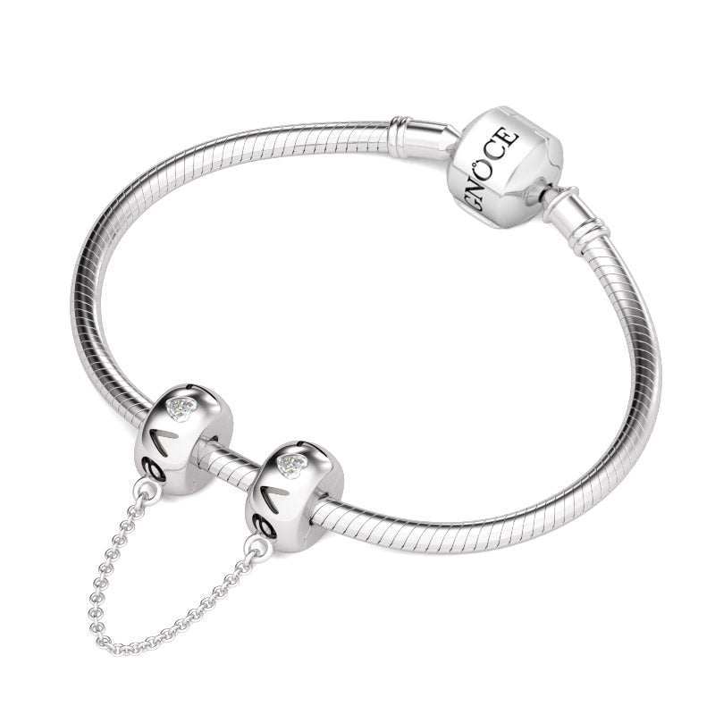 Gnoce "My Love" Sterling Silver Safety Chain Engraved with Love_3