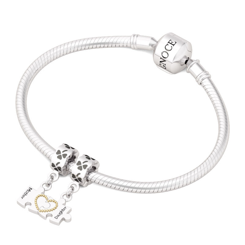 Gnoce "Never Be Apart" 2 Piece Heart Halves Matching Mother and Daughter Handcrafted 925 Sterling Silver Charm for Mother's Day_3