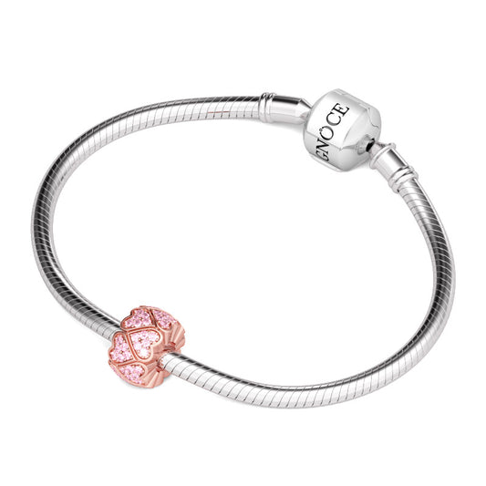 Gnoce "Pink Sweet Love" Rose Gold Heart Shape Stopper Sterling Silver_3