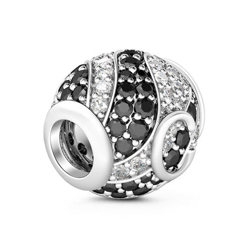 Gnoce “Letter C with Special Meaning for Special Person ”Made of 925 Sterling Silver Black & Clear  CZ Letter C Charm_2