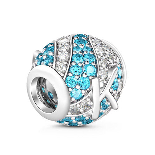 Gnoce “Letter K with Special Meaning for Special Person ”Made of 925 Sterling Silver Aquamarine & Clear  CZ Letter K Charm_2