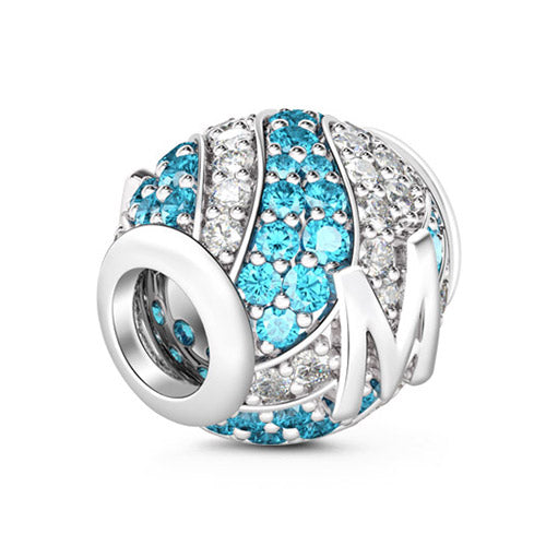 Gnoce “Letter M with Special Meaning for Special Person ”Made of 925 Sterling Silver Aquamarine & Clear CZ Letter M Charm_2