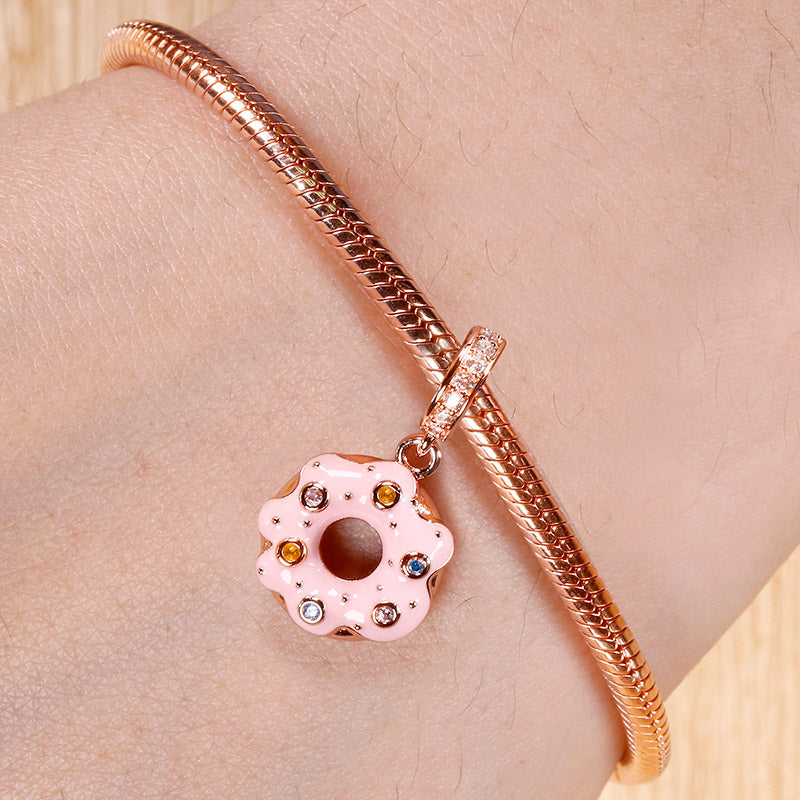 Gnoce "Everything's Gonna Be Alright" S925 Sterling Silver 18K Rose Gold Plated Donut Pendant Charm_3