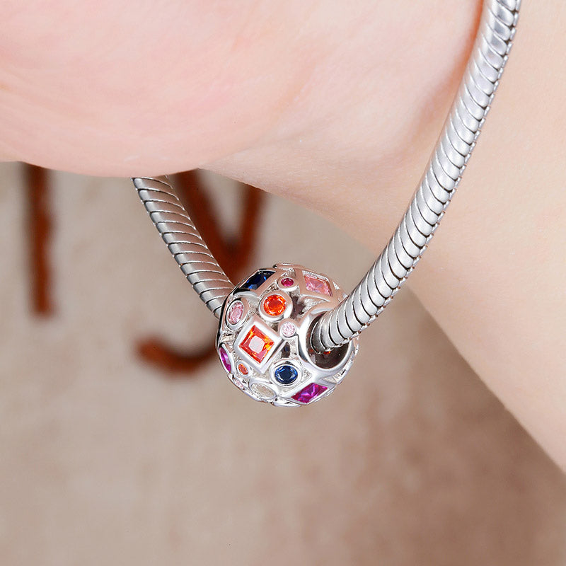 Gnoce "Lucky Gift For Her" Sterling Silver Colorful Beads Openwork Charm_3