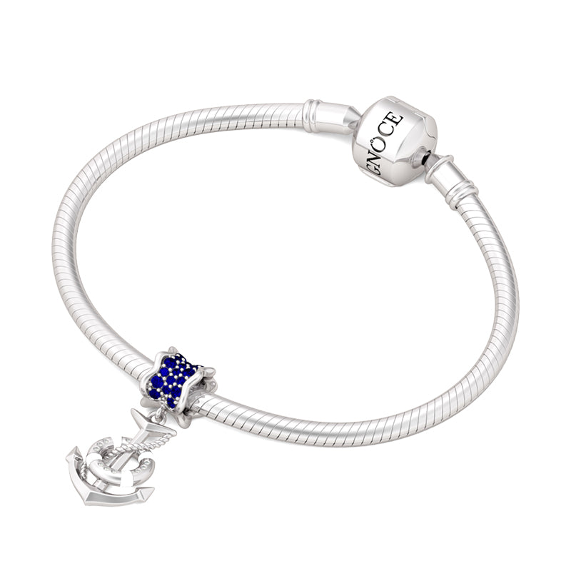 Gnoce "Seaside theme Anchor" 925 Sterling Silver My Adventure Journey Dark Sapphire CZ Stones Anchor Charm_3