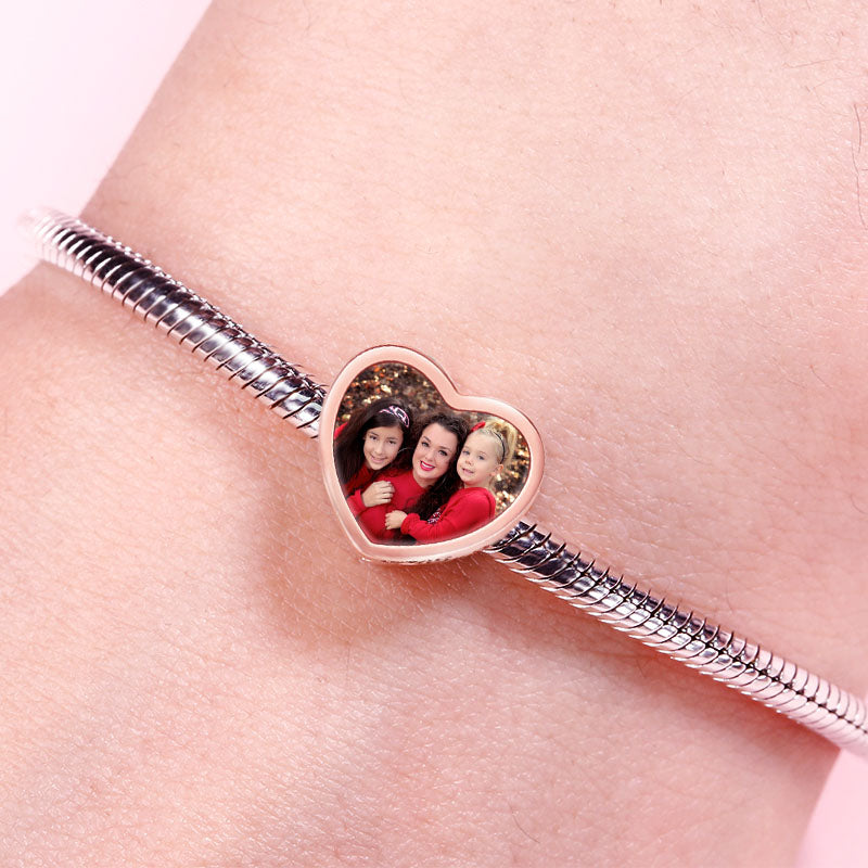 GNOCE " I Want You to Know My Love" Heart Custom Engravable Photo Charm 18k Rose Gold Plating 925 Sterling Silver Charm Gift for Her_3