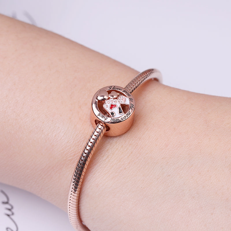 Gnoce "Love You to The Moon and Back" Paws Photo Charm Sterling Silver 18K Rose Gold_3
