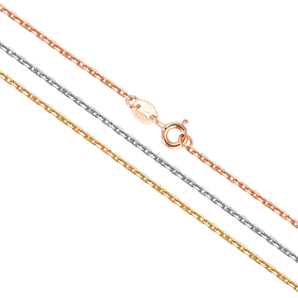 Gnoce "Sweety Love" 925 Sterling Silver Gold/Rose Gold Plating Can Adding A Pendant or Charm Gold Rolo Chain Neckalce_5