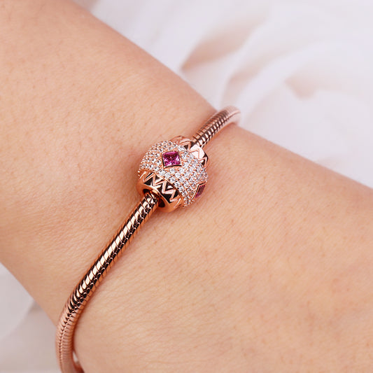 Gnoce "I Wish You Happy" Personalized 18K Rose Gold Plated Birthstone Charm 925 Sterling Silver Bead_4