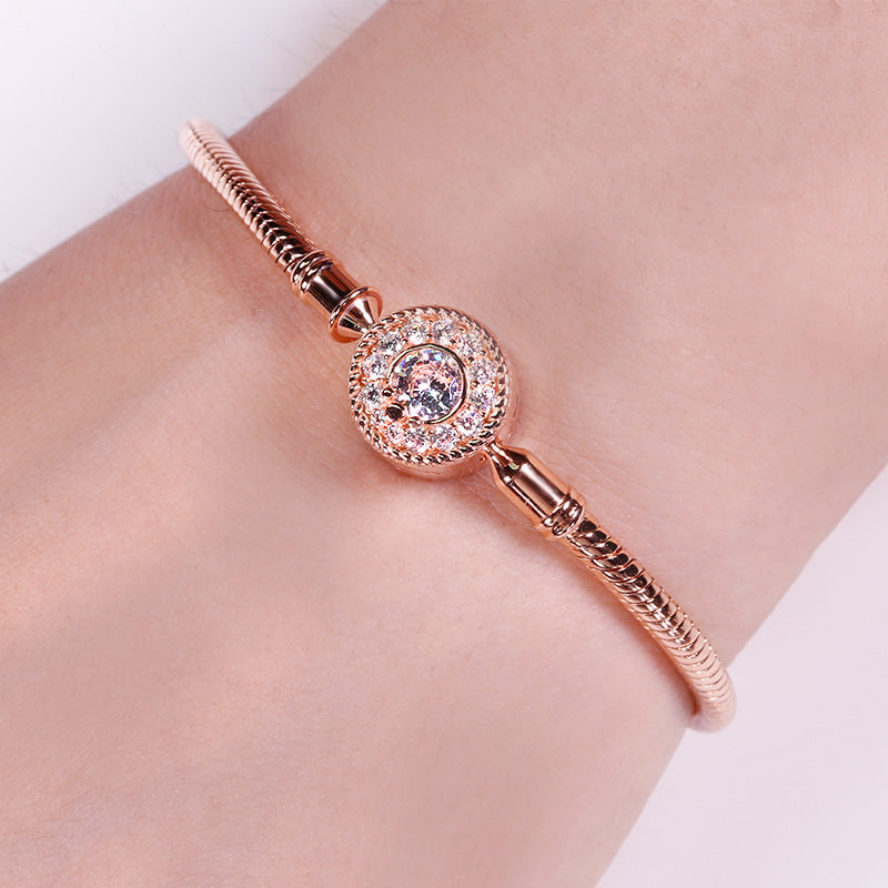 Gnoce "Love At First Sight" 925 Sterling Silver Basic Bracelet With Gnoce Logo 18k Rose Gold Plated_3