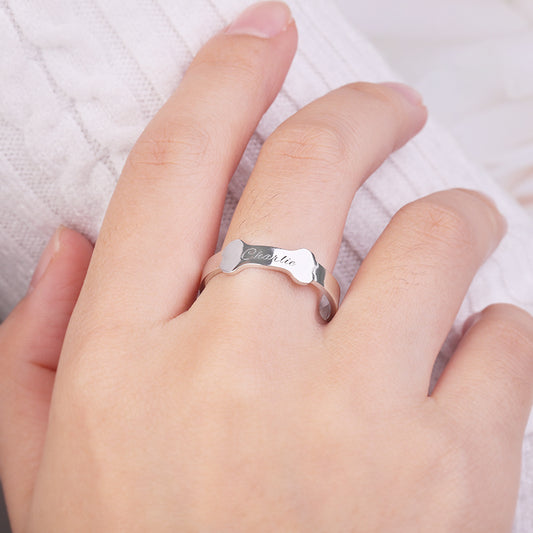 Gnoce "Pet love" Personalized Name Ring 925 Sterling Silver For Pet Lover_5