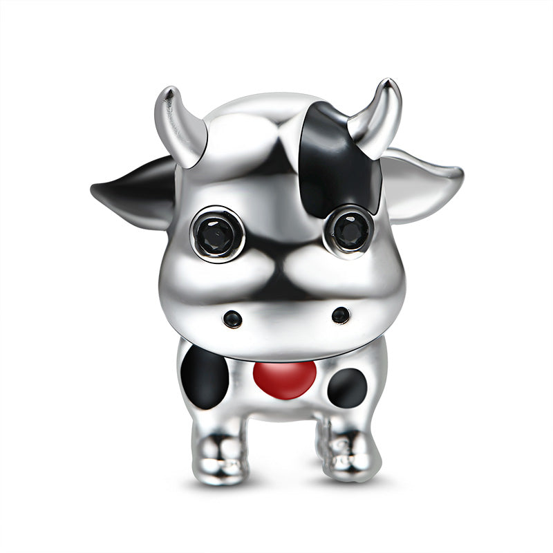 Gnoce "Integrity And Industrious" 925 Sterling Silver Cow Charm Bead_1