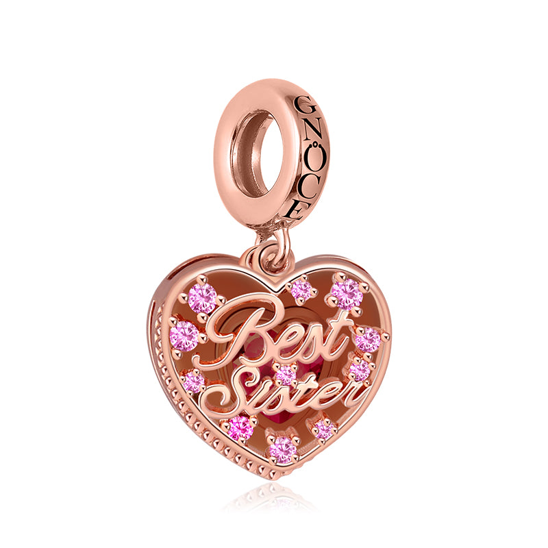 Best Sister Heart Charm Pendant Rose Gold Plated 925 Sterling Silver_2