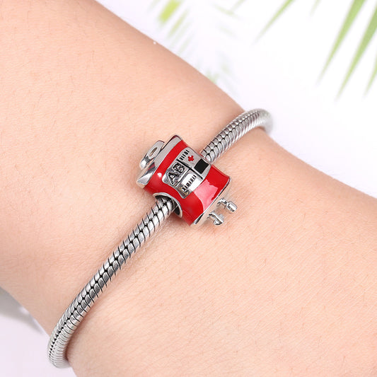 Blood Bag Charm Bead 925 Sterling Silver Enamel_3